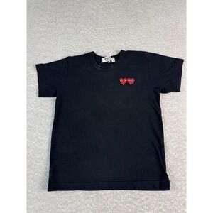 Comme Des Garcons Play Shirt Womens Small Black Double‎ Heart Crewneck Tee